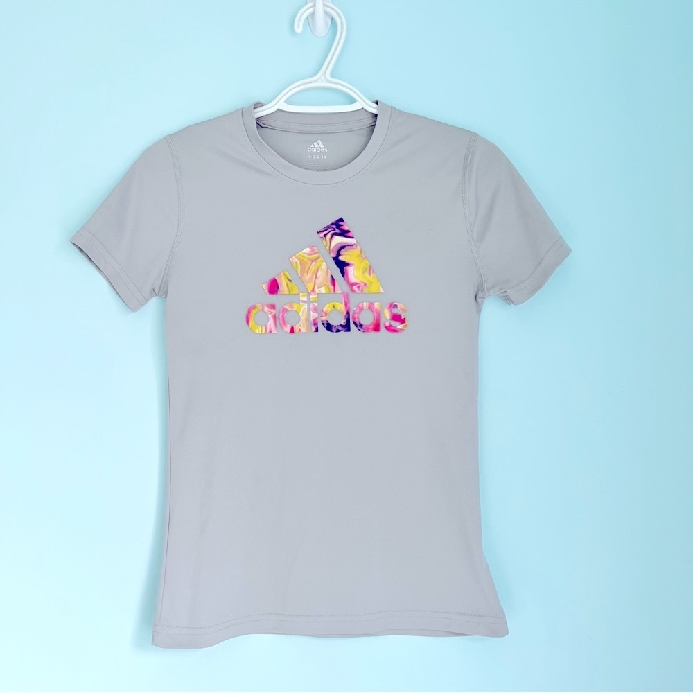 Adidas Light Gray Logo T-Shirt (Youth L)